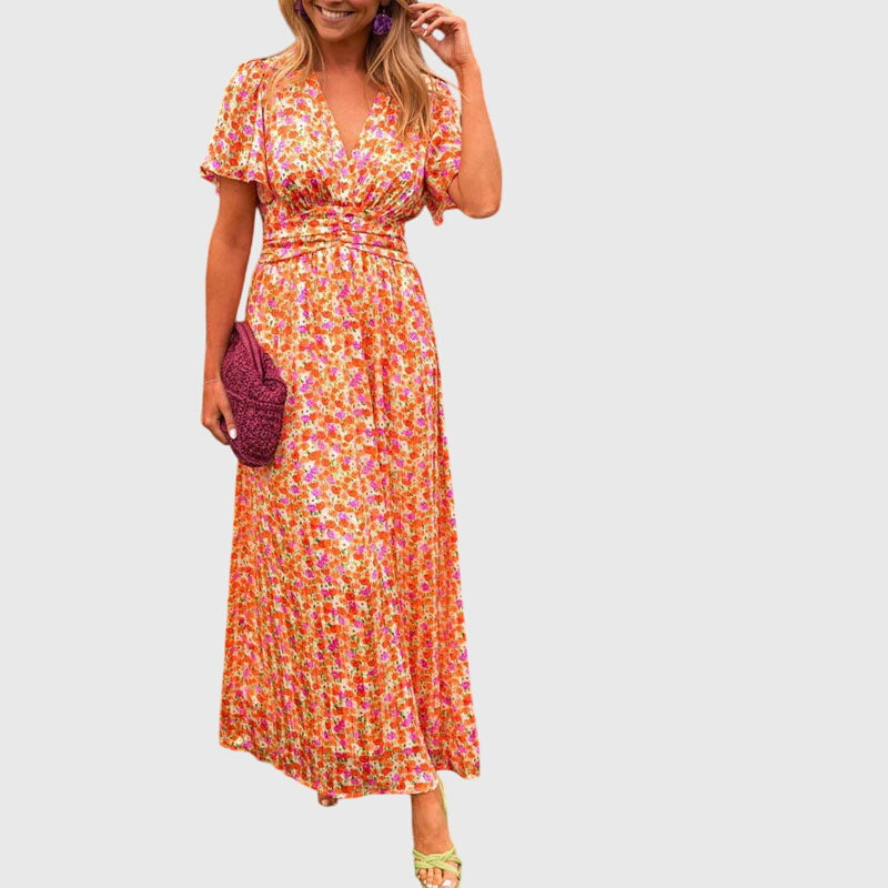 Madisyn - Stylish V Neck Cinched Summer Dress