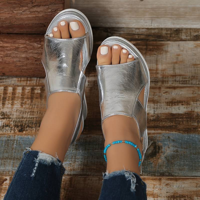 Braylee - Women’s Metallic Slingback Platform Sandals