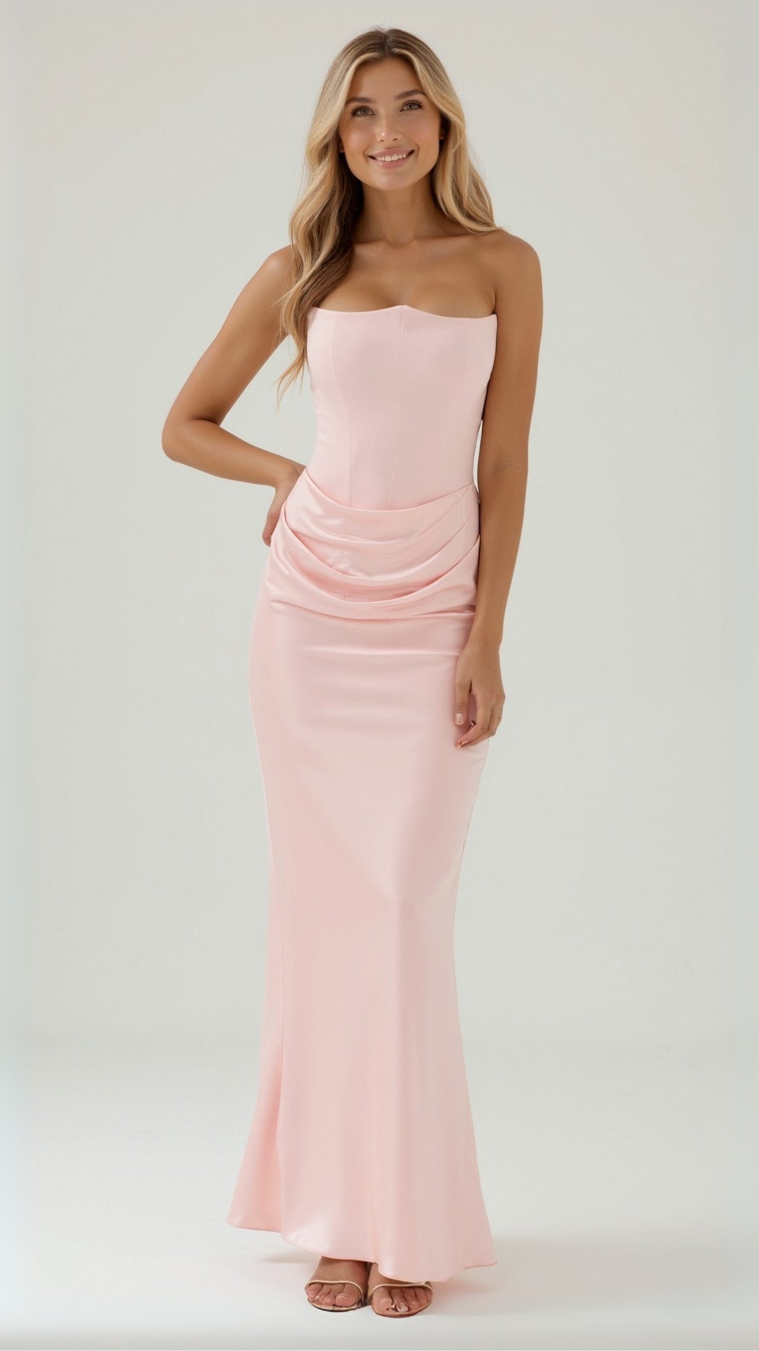 Leona - Elegant Strapless Wedding Guest Dress