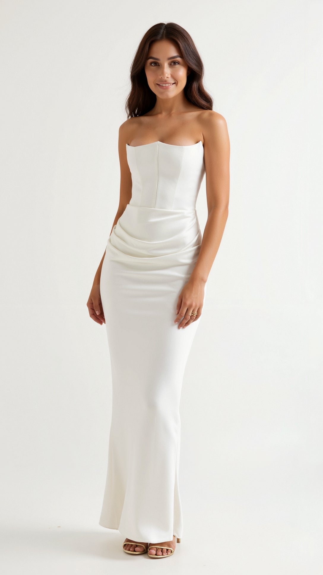 Leona - Elegant Strapless Wedding Guest Dress