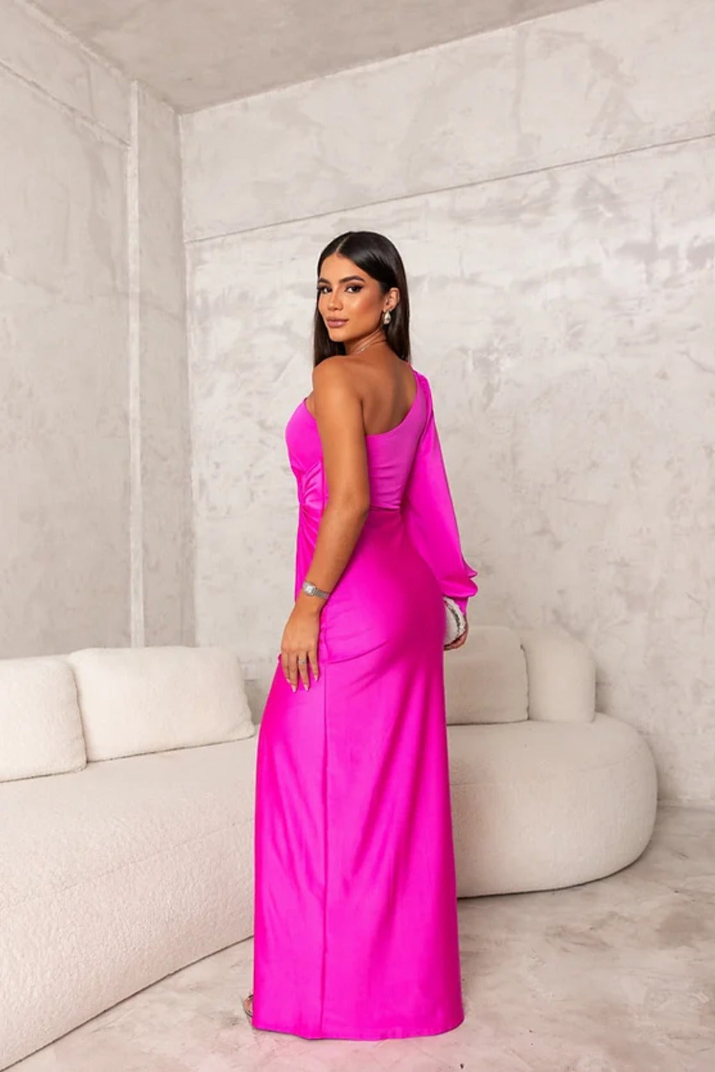 River - Elegant Warm One Shoulder Maxi Dress