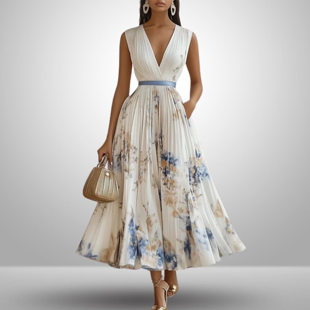 Madelina - Women’s Pleated Elegant Sleeveless Maxi Summer Dress