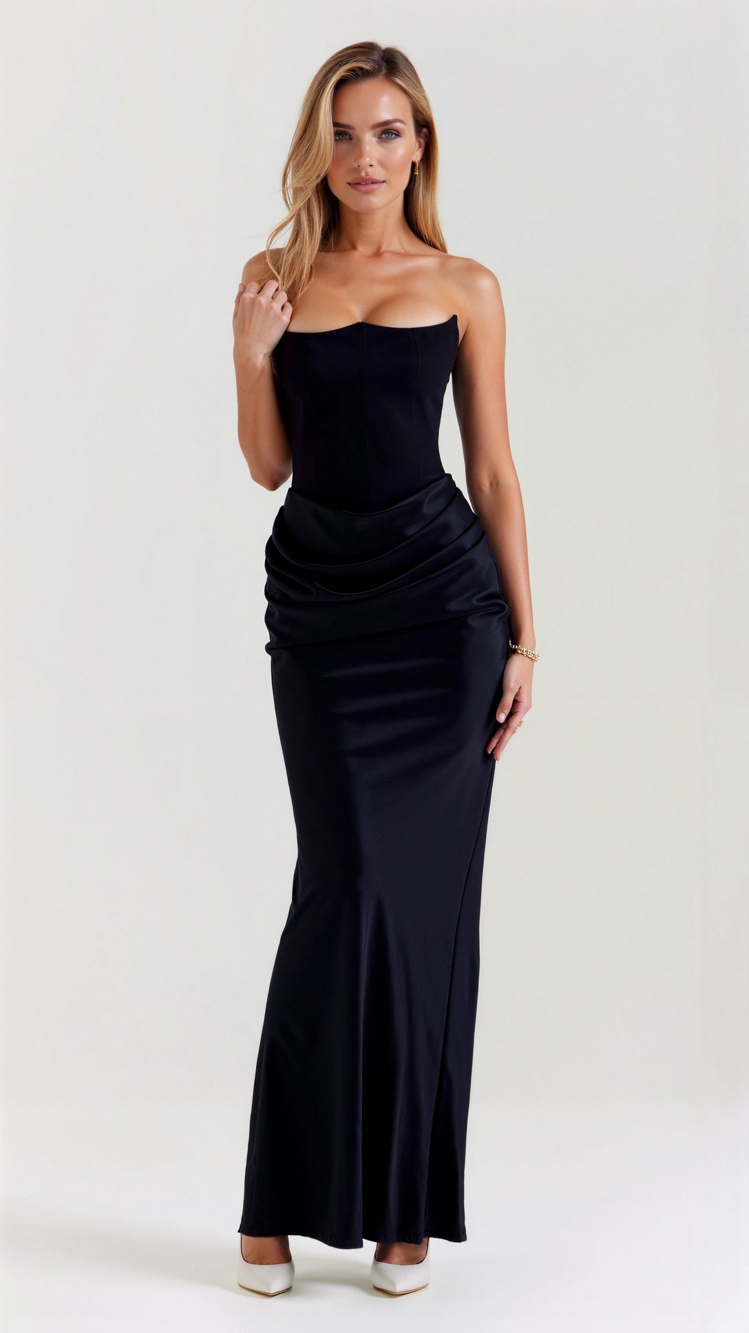 Leona - Elegant Strapless Wedding Guest Dress