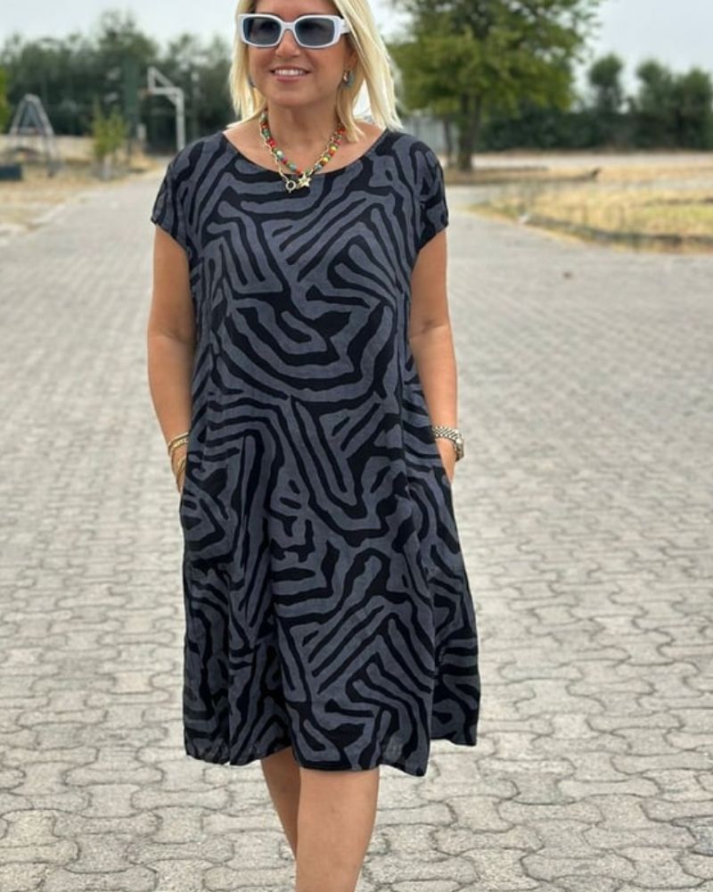 Lyrica - Women's Warm Abstract Print Summer Dress