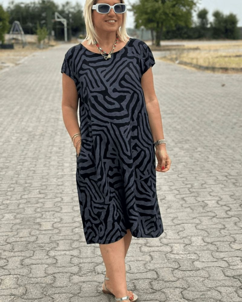 Lyrica - Women's Warm Abstract Print Summer Dress