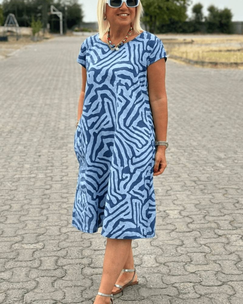 Lyrica - Women's Warm Abstract Print Summer Dress