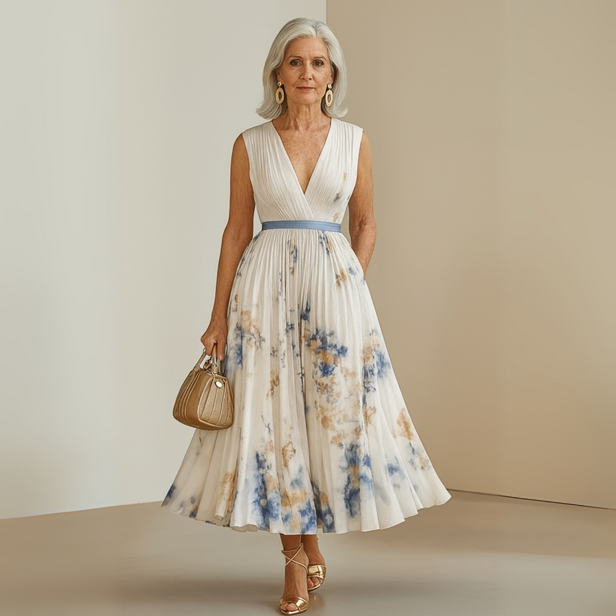 Madelina - Women’s Pleated Elegant Sleeveless Maxi Summer Dress