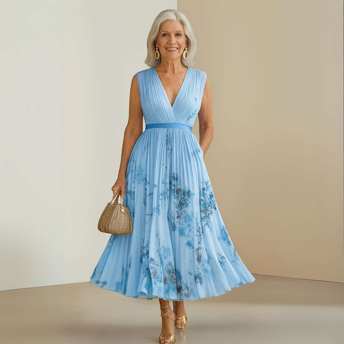 Madelina - Women’s Pleated Elegant Sleeveless Maxi Summer Dress