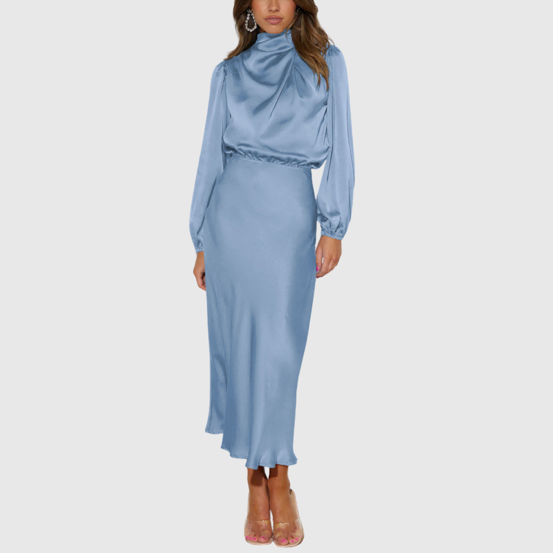 Hailee - Women's Elegant Maxi Dresses Satin High Neck