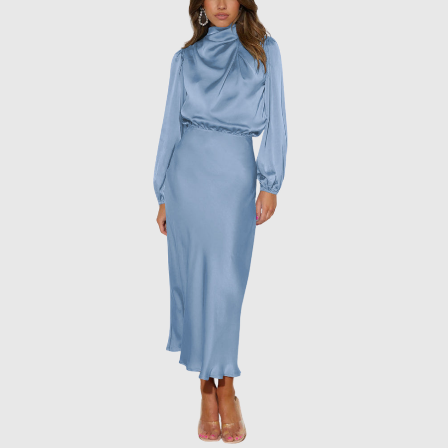 Hailee - Women's Elegant Maxi Dresses Satin High Neck