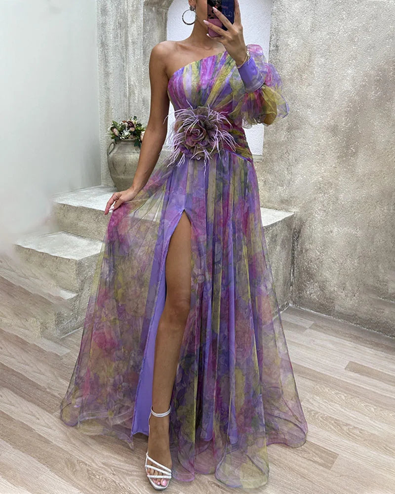 Orlena - Women's Side Slit Wedding Guest Dress