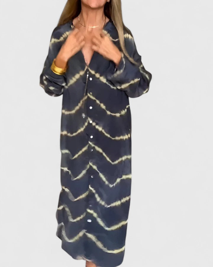 Jenesis - Women’s Warm Boho Dress Striped Maxi