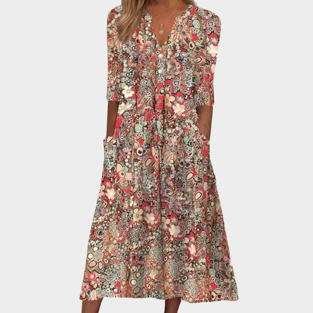 Malaya - Warm Floral Pocket Summer Dress