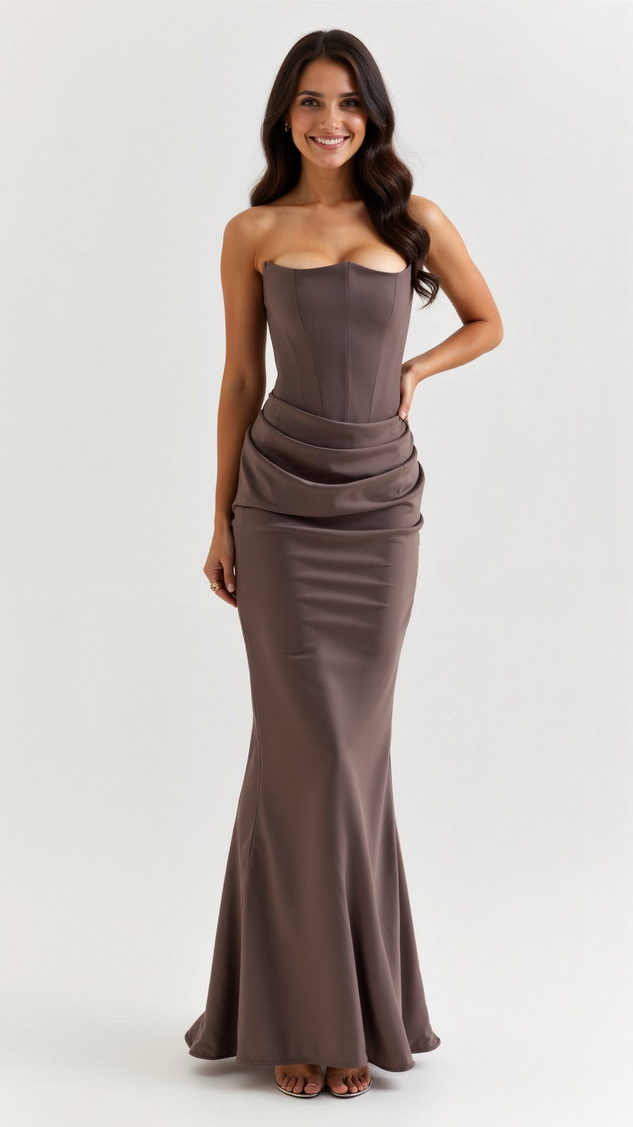 Leona - Elegant Strapless Wedding Guest Dress
