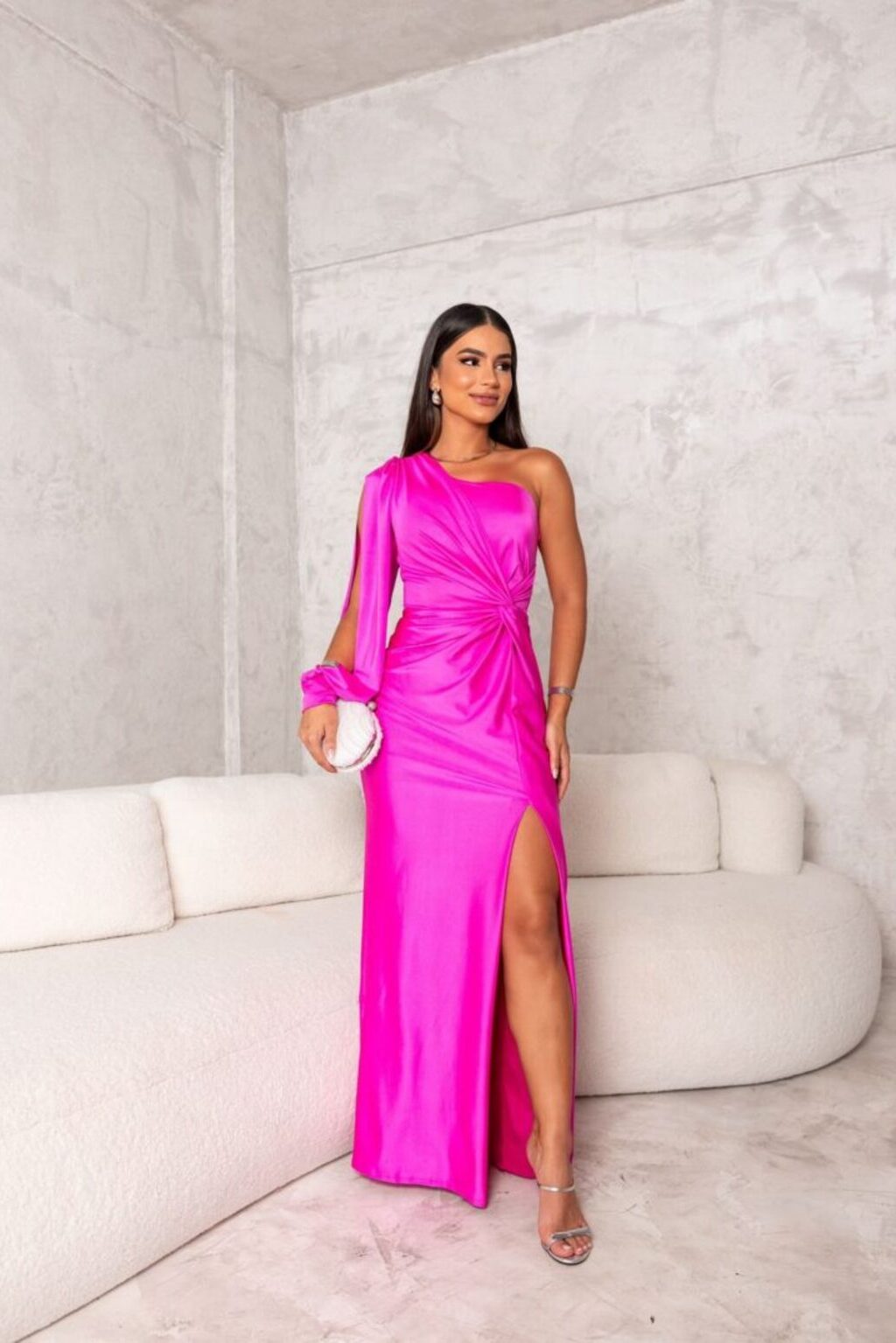 River - Elegant Warm One Shoulder Maxi Dress