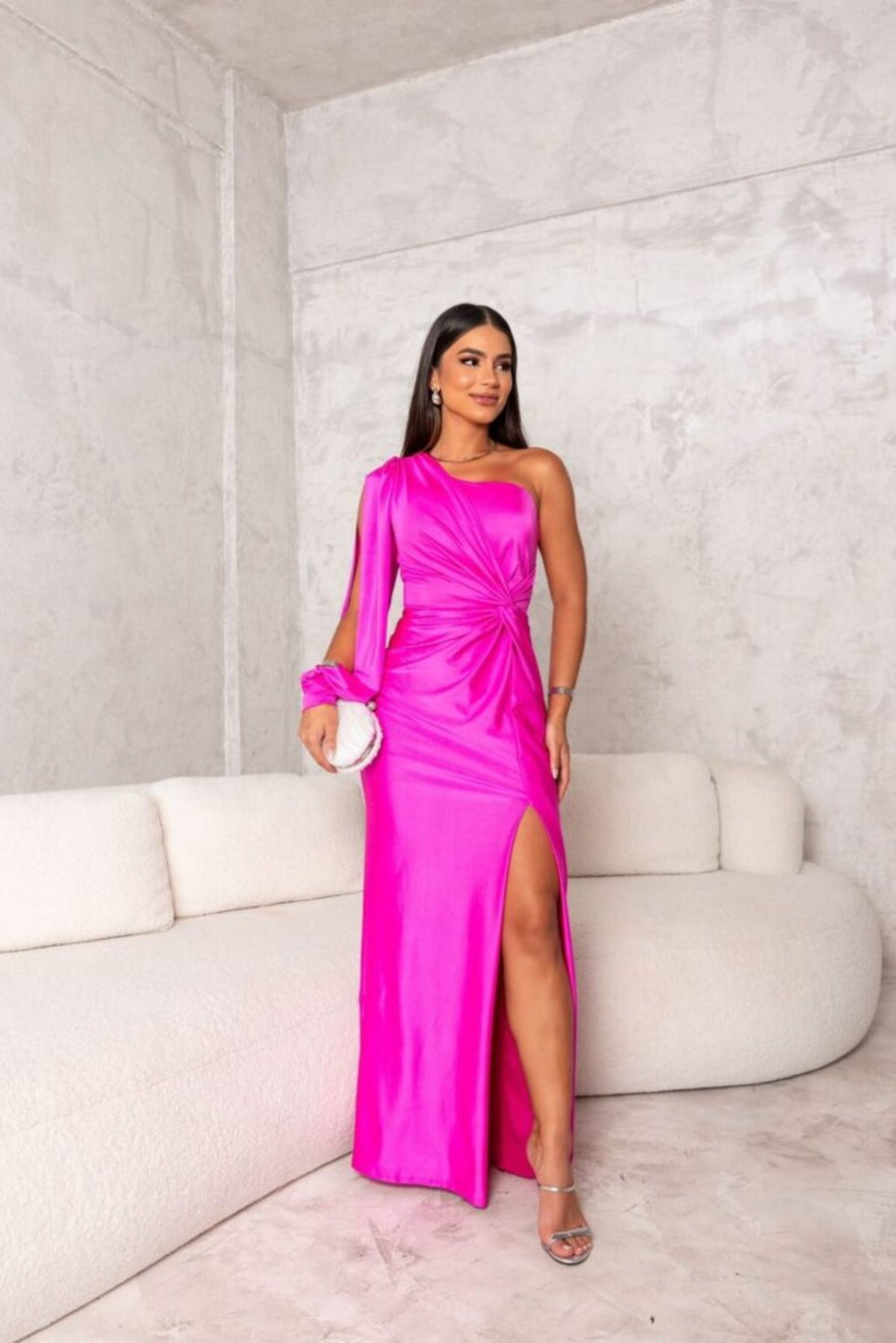 River - Elegant Warm One Shoulder Maxi Dress