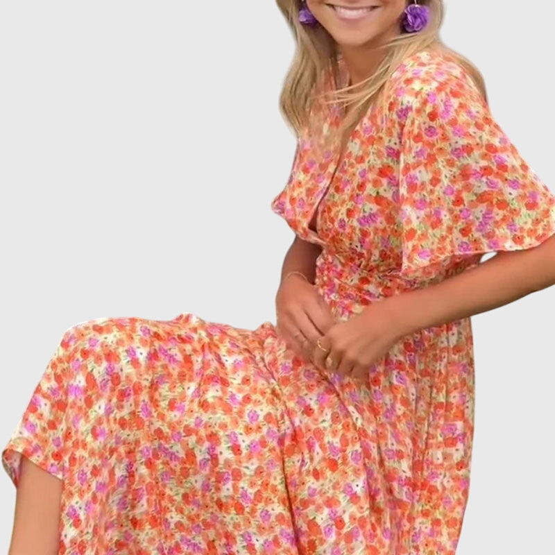 Madisyn - Stylish V Neck Cinched Summer Dress