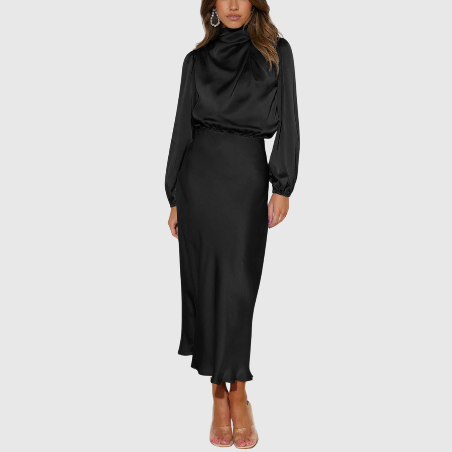 Hailee - Women's Elegant Maxi Dresses Satin High Neck