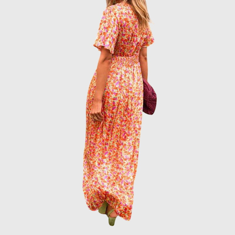 Madisyn - Stylish V Neck Cinched Summer Dress