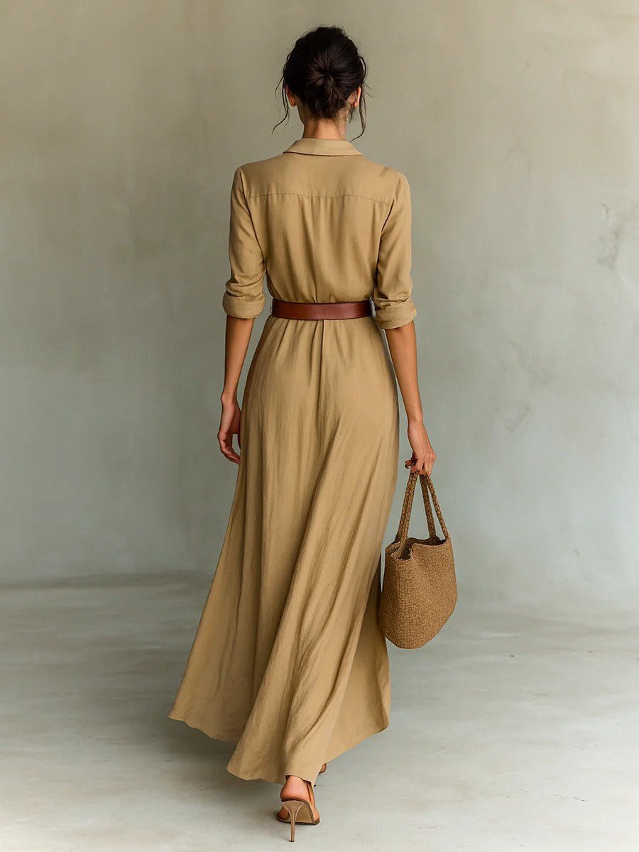 Oakleigh - Stylish Warm Lapel Wrap Maxi Dress
