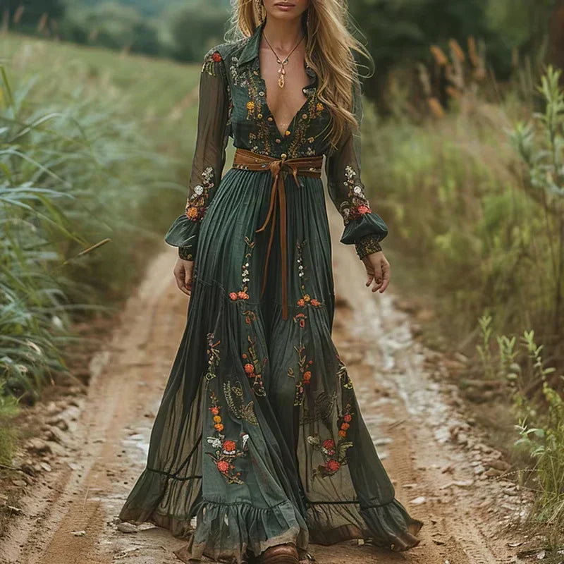 Laylani - Women’s Ruffled Maxi Boho Dress