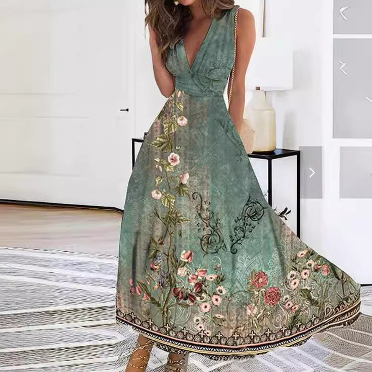 Marcelline - Women’s Floral V-Neck Maxi Dress