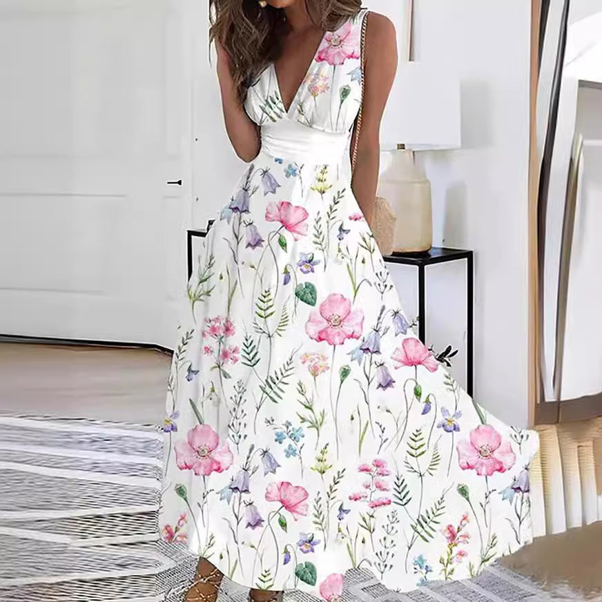 Marcelline - Women’s Floral V-Neck Maxi Dress