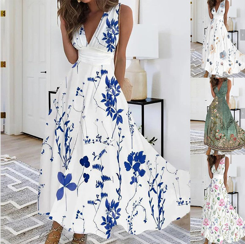 Marcelline - Women’s Floral V-Neck Maxi Dress