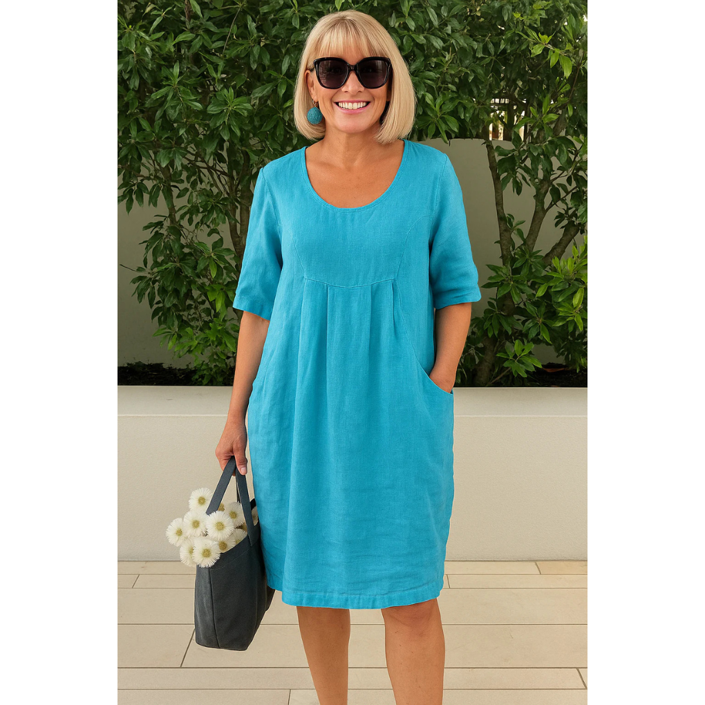 Lula - Women’s Warm Round Neck Pocket Summer Dress