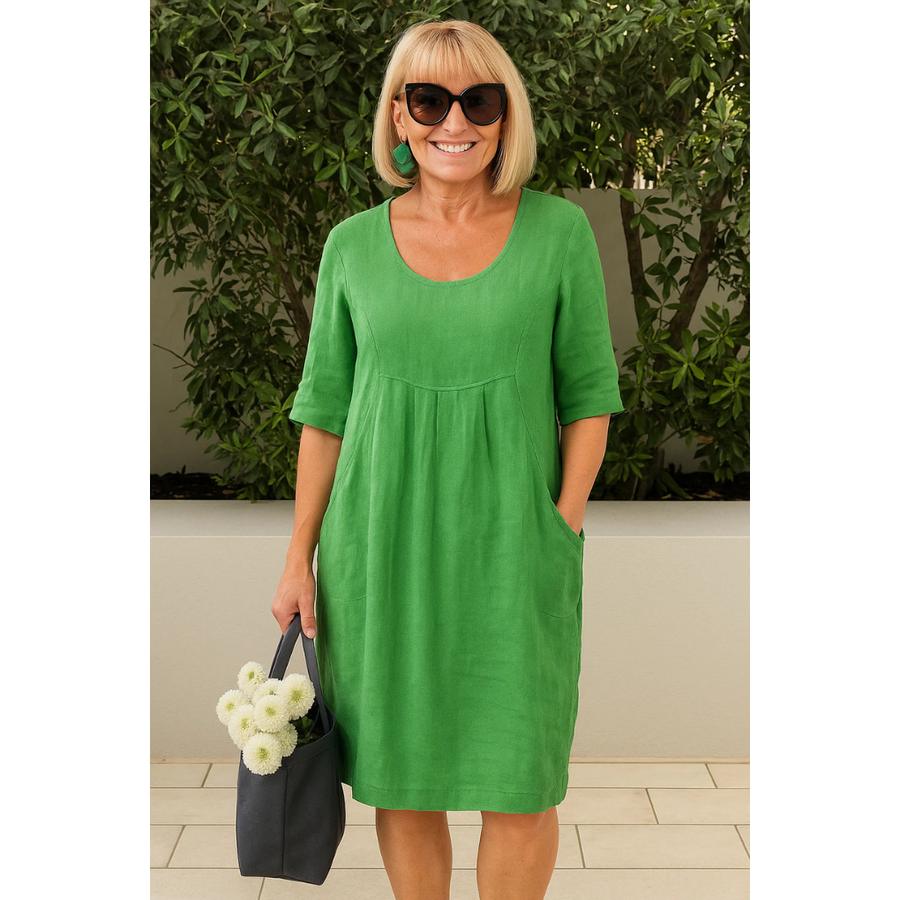 Lula - Women’s Warm Round Neck Pocket Summer Dress