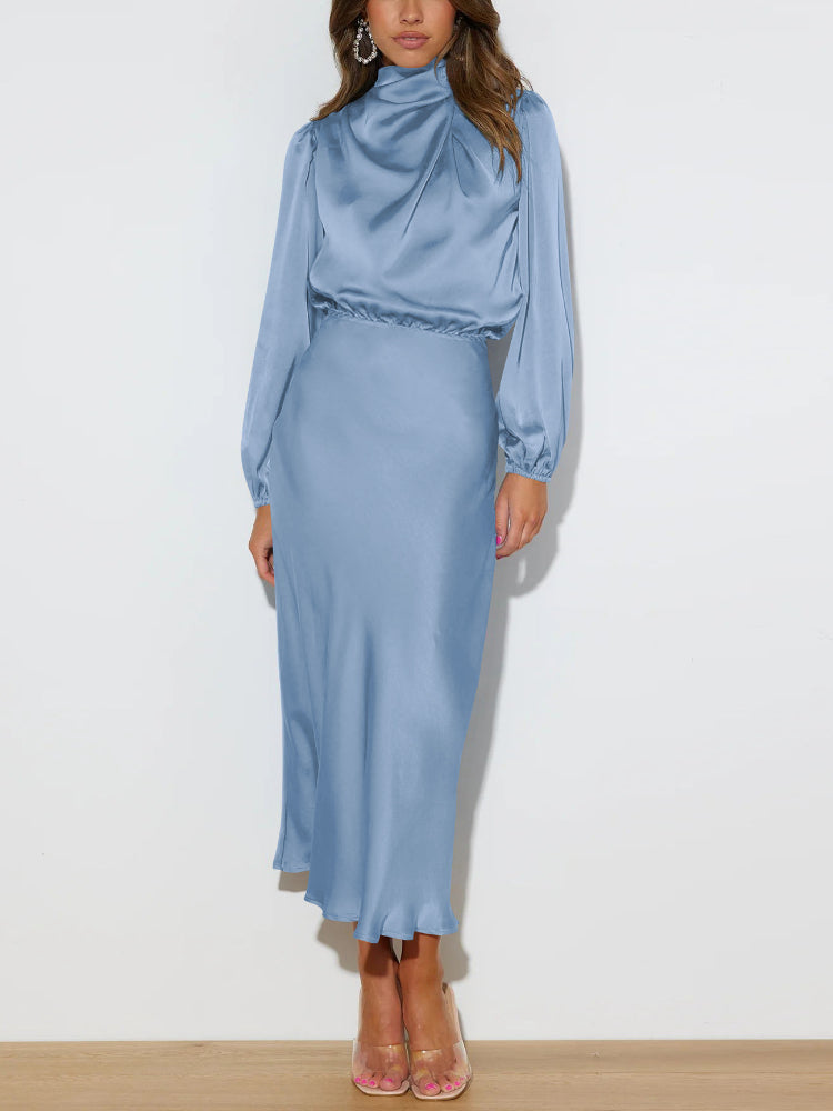 Rylee - Elegant Warm Satin Maxi Dress