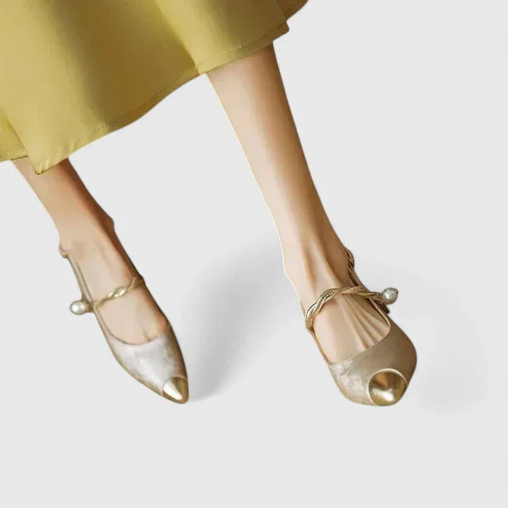 Marin - Women’s Stylish Pearl Strap Kitten Heels