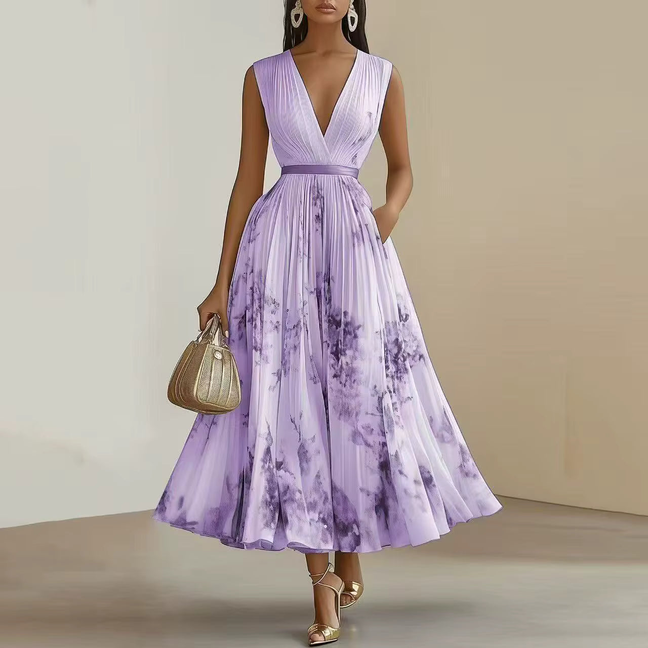 Roxie - Elegant Warm Pleated Maxi Dress