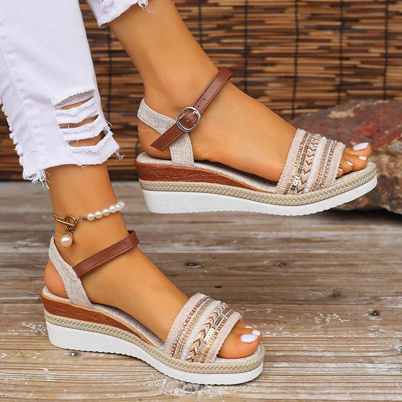 Bria - Embellished Strap Women’s Warm Platform Sandals