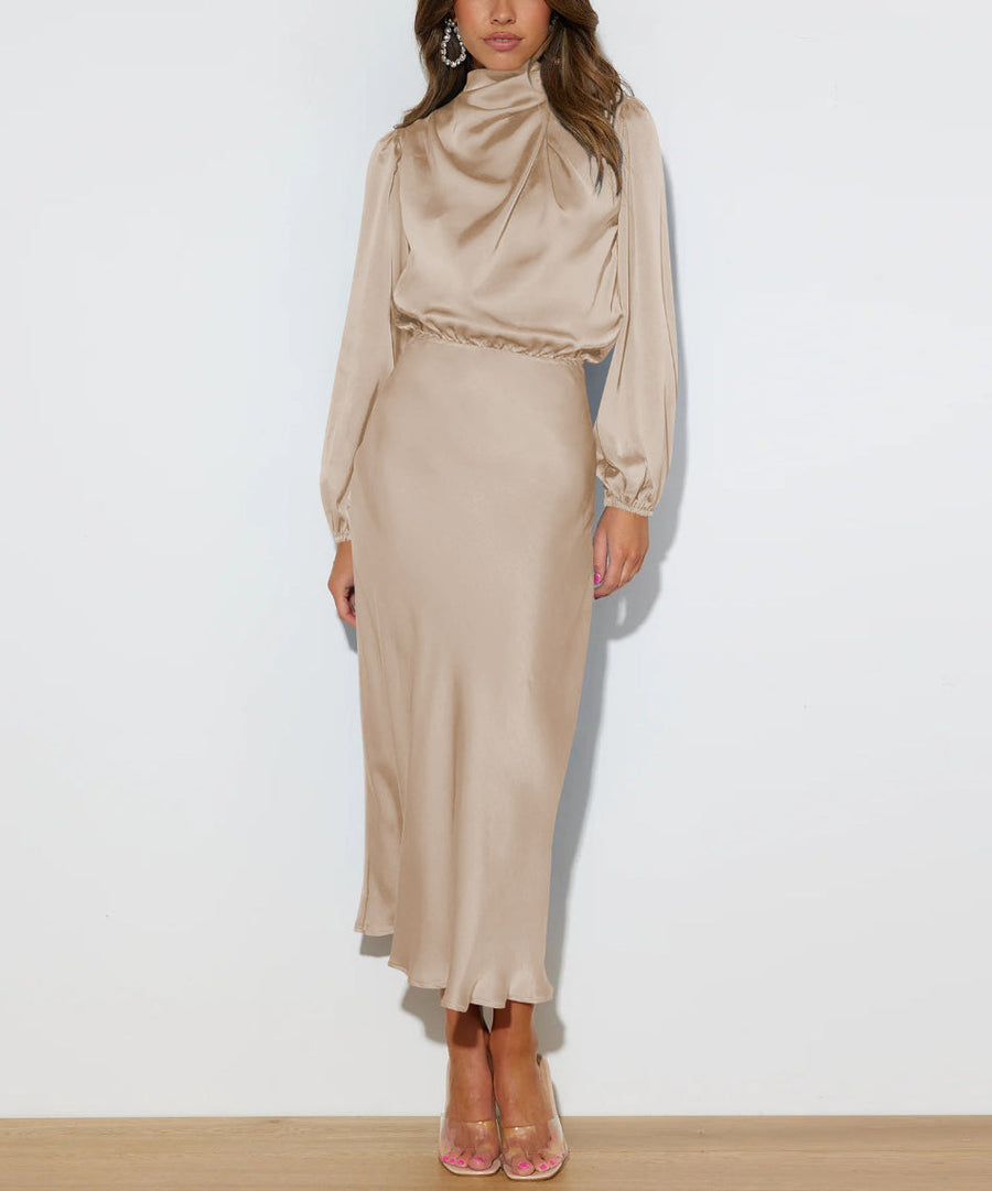 Rylee - Elegant Warm Satin Maxi Dress