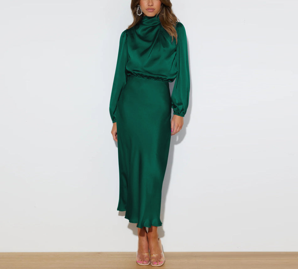 Rylee - Elegant Warm Satin Maxi Dress