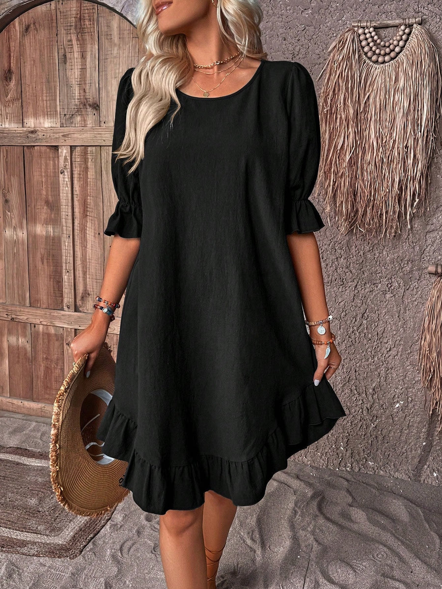 Madelynn - Women’s Warm Ruffle Hem Mini Summer Dress