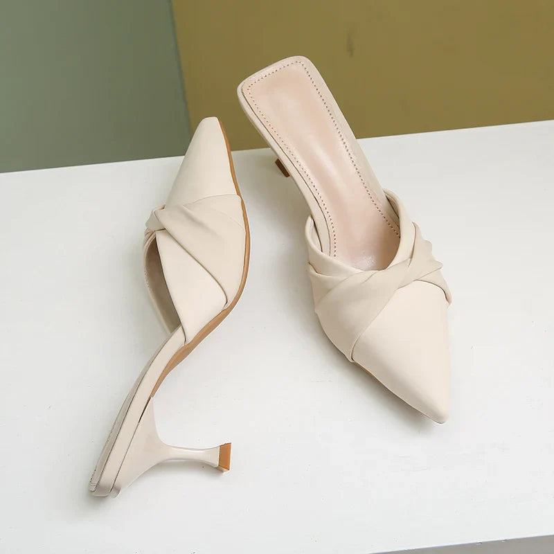 Meilani - Women’s Stylish Pointed Toe Mule Kitten Heels