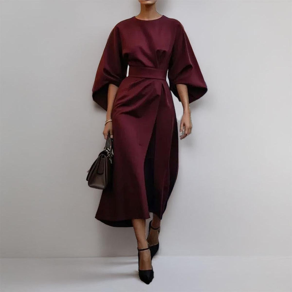Roselyn - Elegant Batwing Sleeve Maxi Dress