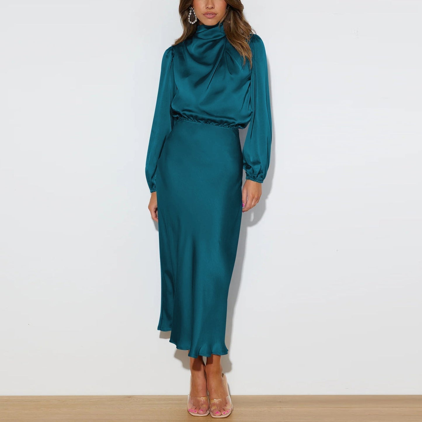 Rylee - Elegant Warm Satin Maxi Dress