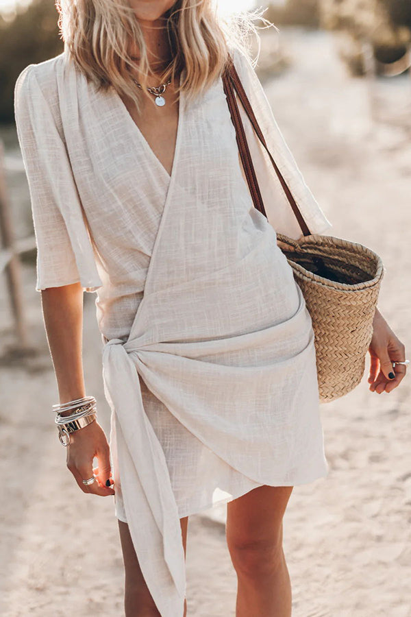 Lexa - Women’s Wrap Mini Dress Asymmetrical Hem