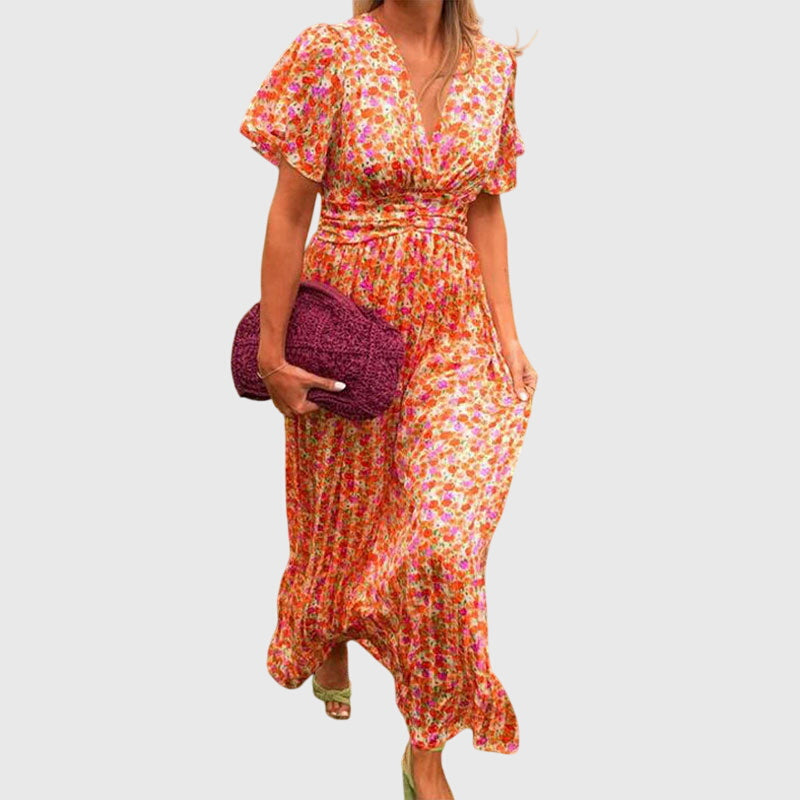 Madisyn - Stylish V Neck Cinched Summer Dress
