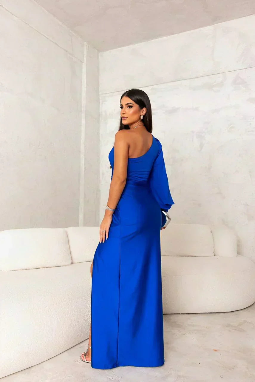 River - Elegant Warm One Shoulder Maxi Dress