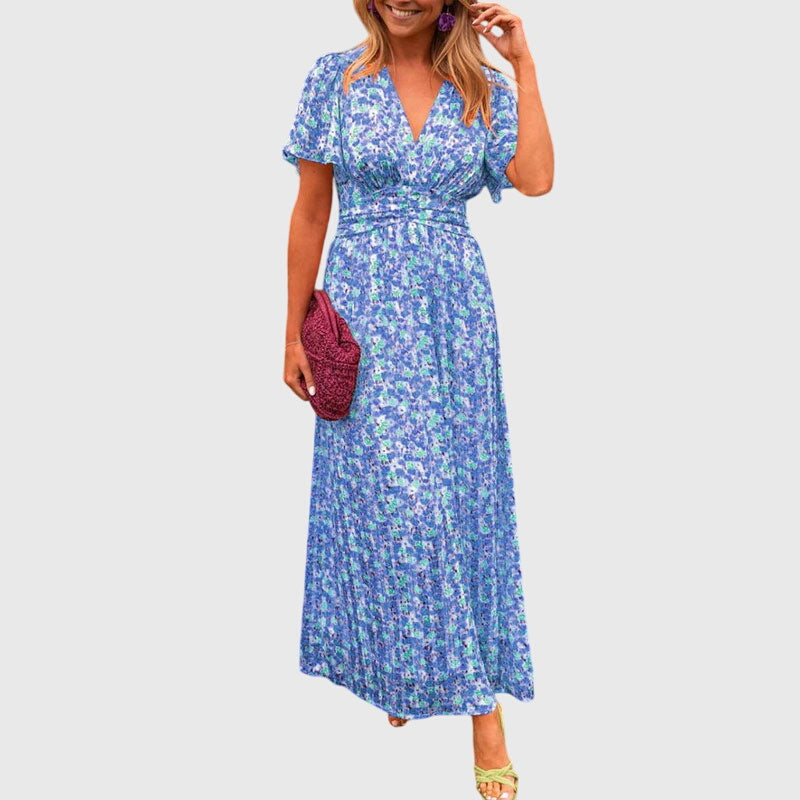 Madisyn - Stylish V Neck Cinched Summer Dress