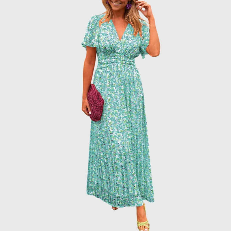 Madisyn - Stylish V Neck Cinched Summer Dress