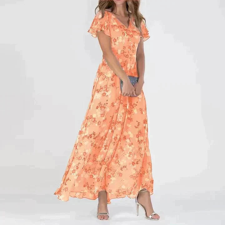 Valentina - Elegant Floral V-Neck Maxi Dress