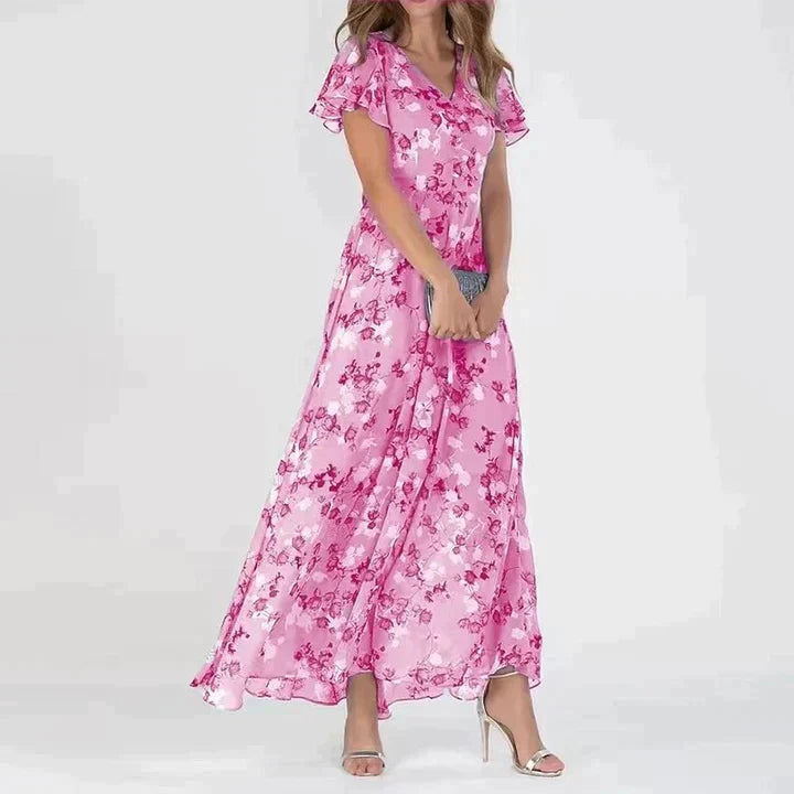 Valentina - Elegant Floral V-Neck Maxi Dress