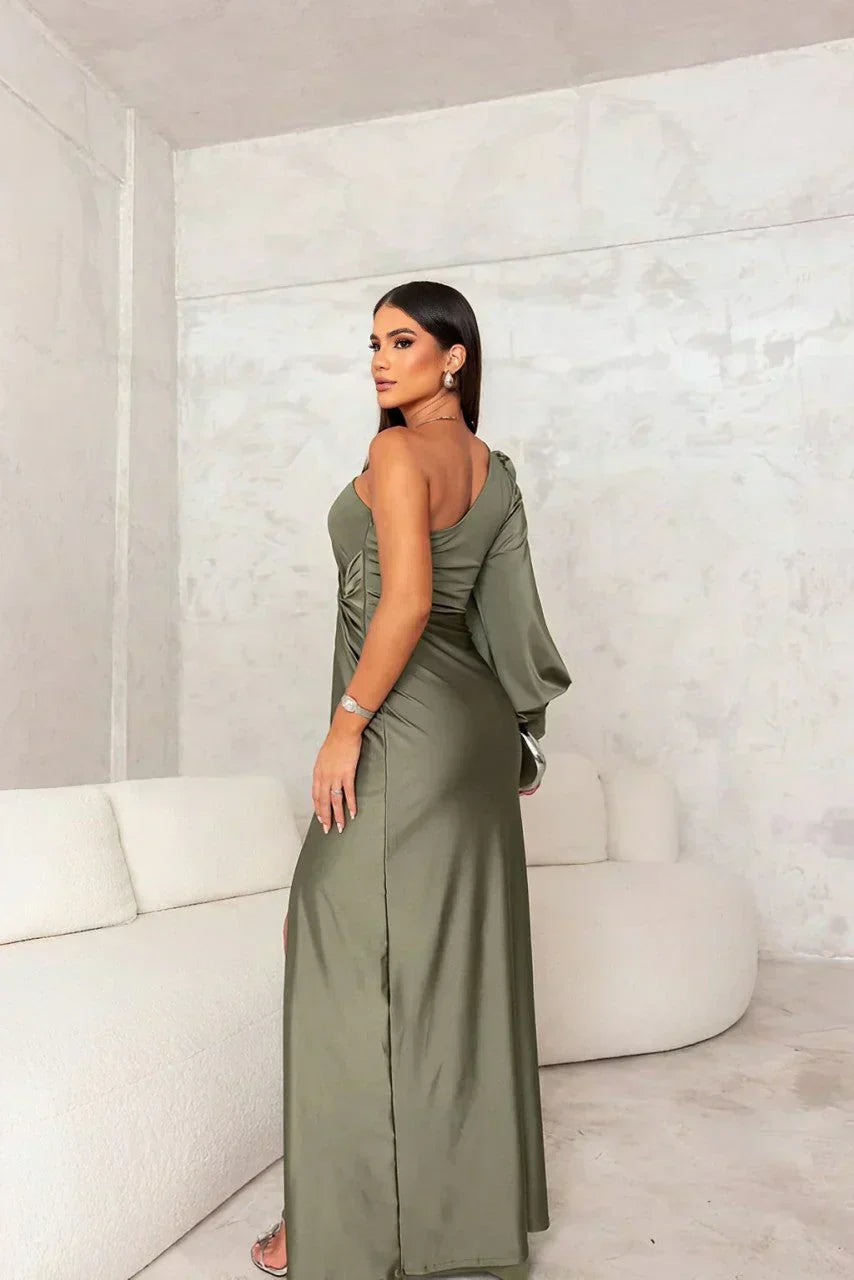 River - Elegant Warm One Shoulder Maxi Dress