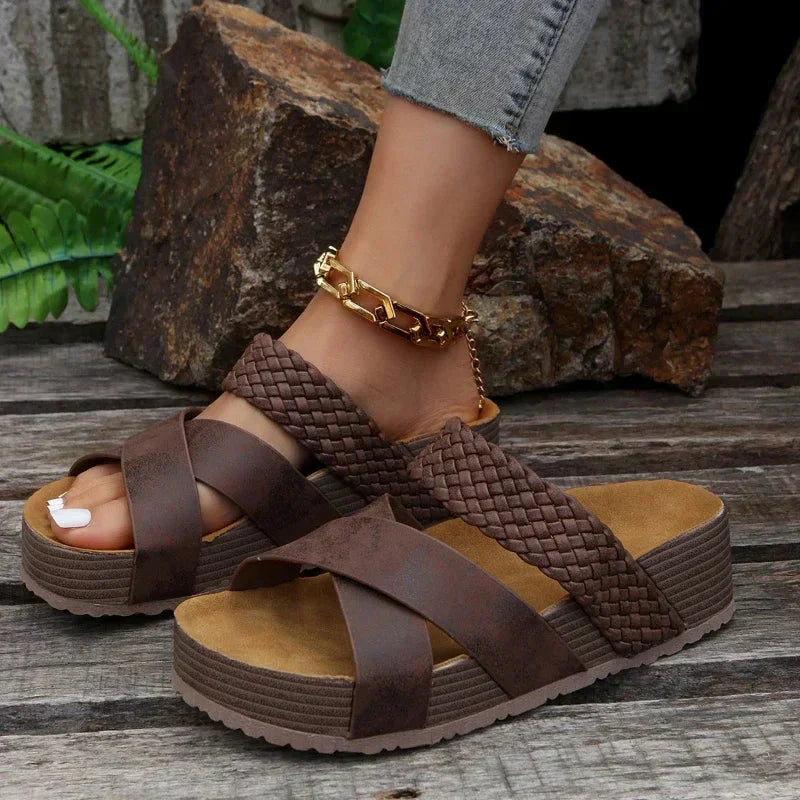 Cherish - Women’s Warm Platform Sandals Cross Straps