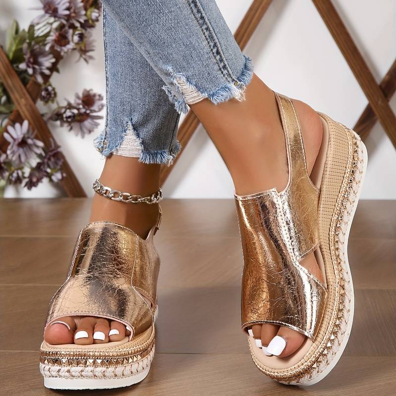 Braylee - Women’s Metallic Slingback Platform Sandals